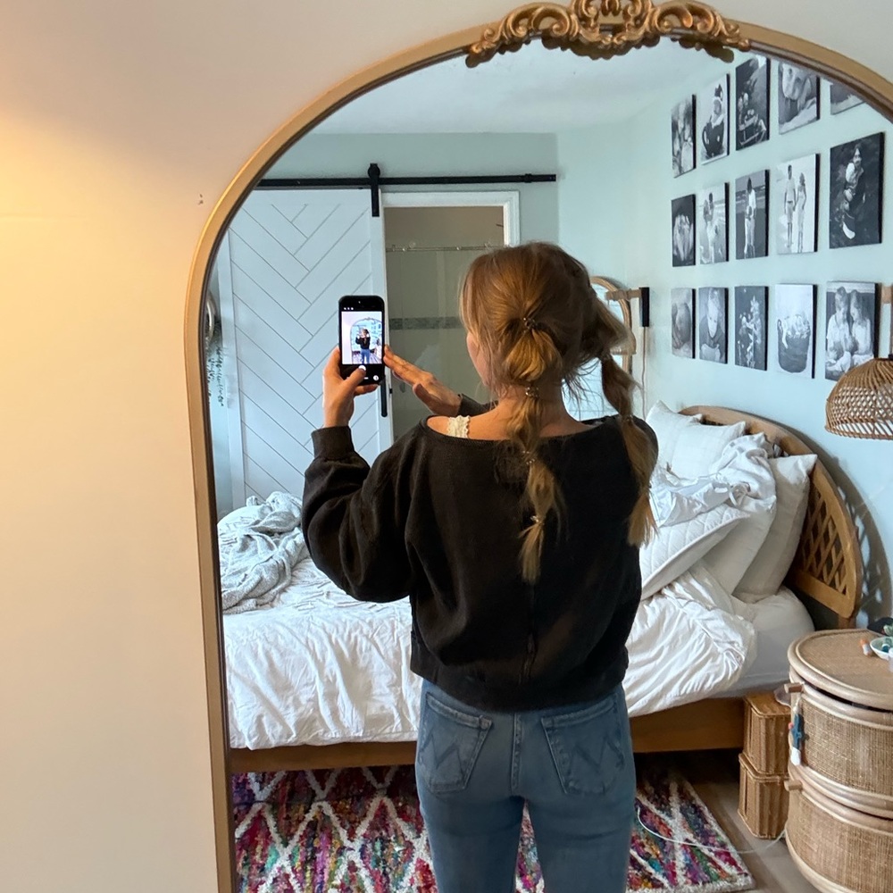 Free People cropped thermal in washed black size S - Picture 4 of 11
